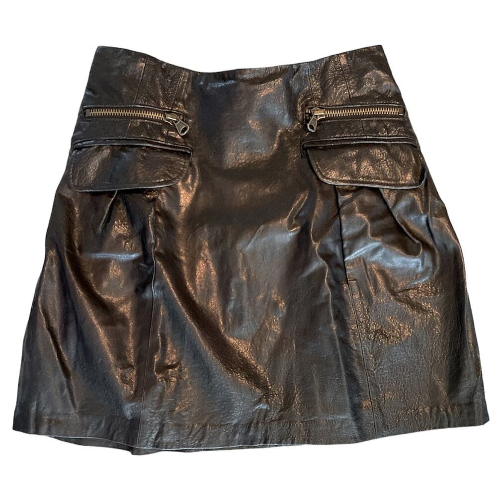 Nanette Lepore Black Leather Mini Skirt size 4